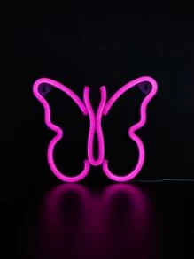 1入組蝴蝶形狀led霓虹燈牆燈,可用usb +3 * 1.5v Aa電池電源供電,適用於臥室婚禮派對家庭裝飾燈 - 粉色 - 查看 2