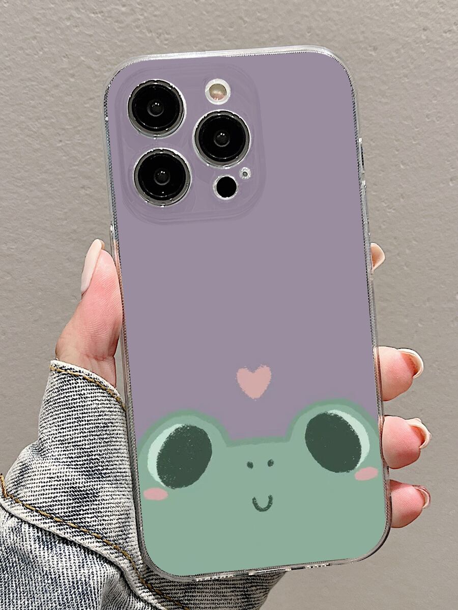 1 Funda Transparente Para Teléfono Anticaída Con Bonito Diseño De Rana De Dibujos Animados, Compatible Con Varias Marcas De Teléfonos Inteligentes - Multicolor - Ver 1