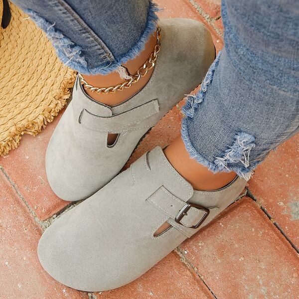 Shou con borchie in metallo, stile vintage, punta tonda, versatile e casual, adatto per le donne