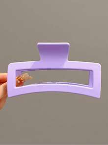 4入組女裝方形純色時尚休閒日常髮夾 - 彩色 - 查看 2