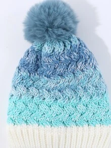 1pc Winter Knitted Hat With Pom Pom And Ear Flaps, Suitable For Boys And Girls, Cute And Sweet, Festive Atmosphere, Suitable For Daily Wear - Multicolor - View 6