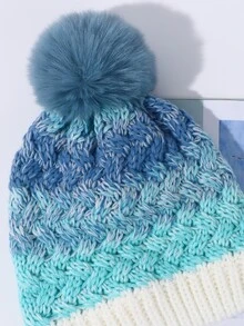 1pc Winter Knitted Hat With Pom Pom And Ear Flaps, Suitable For Boys And Girls, Cute And Sweet, Festive Atmosphere, Suitable For Daily Wear - Multicolor - View 4