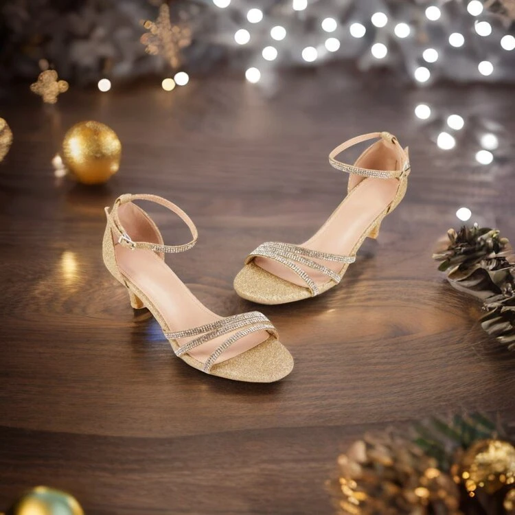 Kitten heel sparkly sandals hotsell