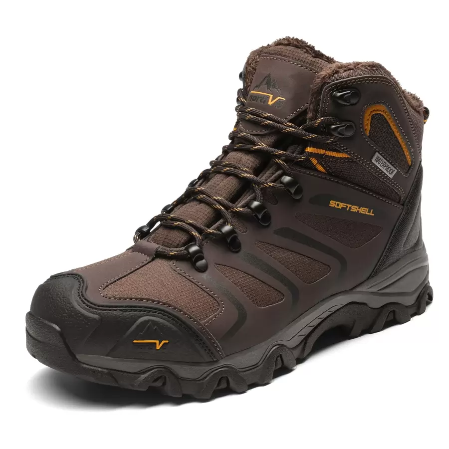 Men's Winter Snow Boots Ankle High Waterproof Hiking Boots Outdoor Lightweight Shoes Trekking Trails - 棕色 - 查看 1