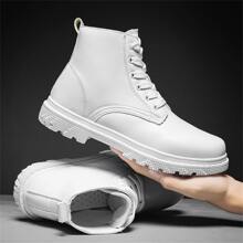 Botas blancas para hombre Botas de trabajo altas antideslizantes resistentes al desgaste de nueva moda - Blanco - Ver 6