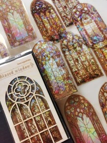 1包/10入組復古歐式雷射金箔貼紙,diy裝飾必備