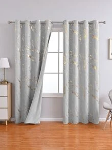 1pc Modern Style Polyester Fiber Home Decor Marble Pattern Grey Window Curtain, Suitable For Living Room And Bedroom