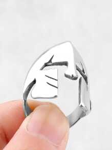 Anillo De Titanio Con Máscara De Guerrero Espartano - Anillo Retro De Acero Inoxidable Para Hombre - Plateado - Ver 4