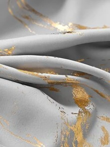 1pc Modern Style Polyester Fiber Home Decor Marble Pattern Grey Window Curtain, Suitable For Living Room And Bedroom