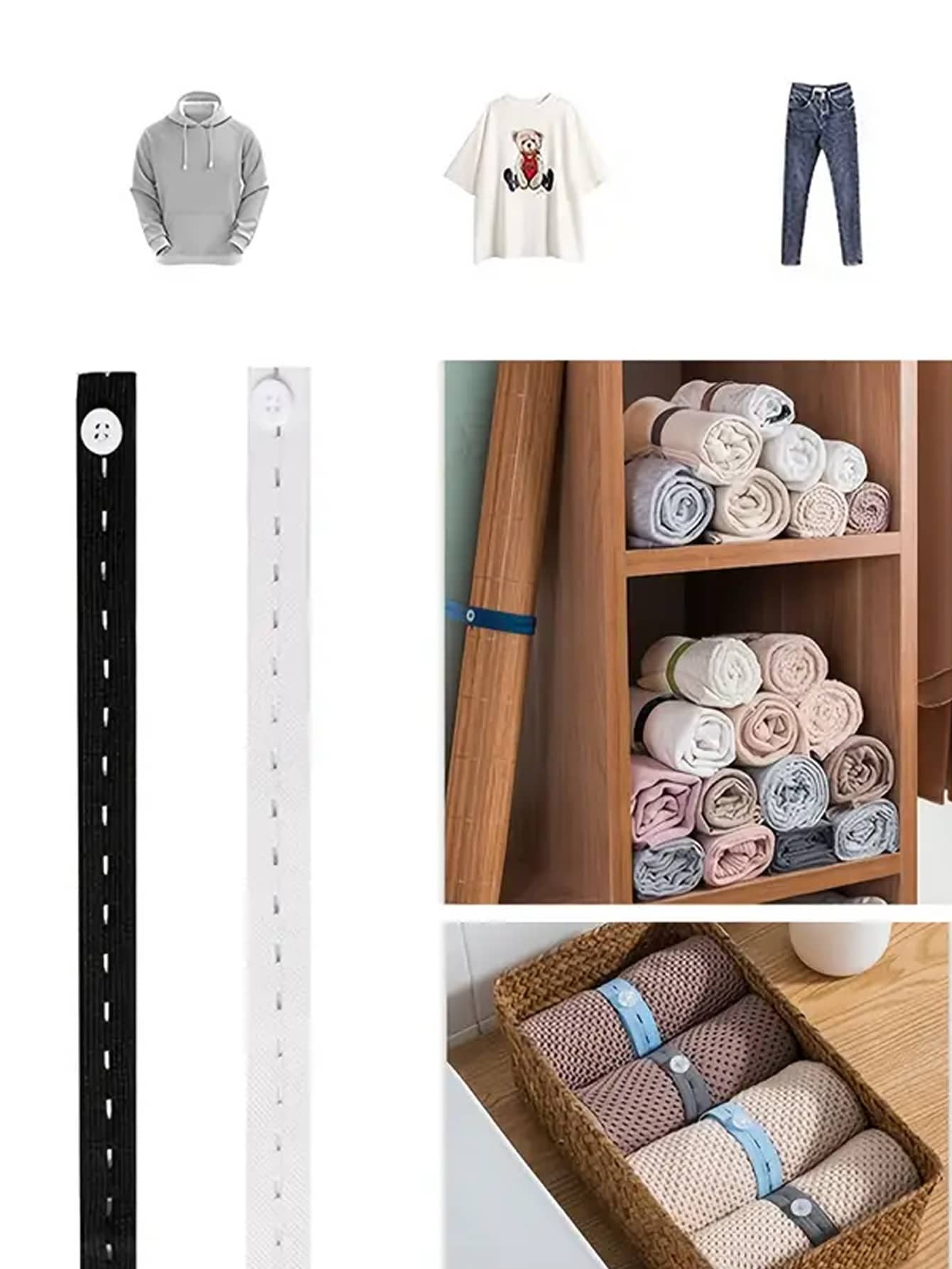 10pcs Clothes Organizer Strap - Perfect for Travel & Business Trips! - White - View 1