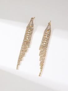 Gold Color Gorgeous Crystal Rhinestone Earring Stud for Women 1 Pair - Gold - View 2