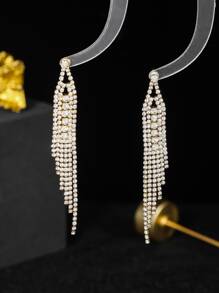 Gold Color Gorgeous Crystal Rhinestone Earring Stud for Women 1 Pair - Gold - View 4