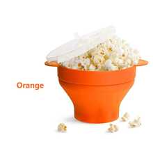 1入組可折疊微波爆米花製作器,帶蓋和爆米花處理容器,矽膠微波爆米花桶,適用於diy - 橘色 - 查看 5
