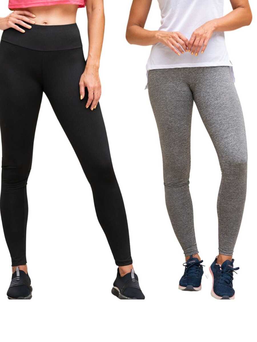 KIT 2 Calças Legging Feminina Academia Fitness - Preto - Visão 1