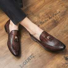 Zapatos Mocasines Formales Para Hombre Con Detalles En Borlas - Marrón - Ver 3