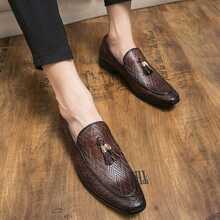 Zapatos Mocasines Formales Para Hombre Con Detalles En Borlas - Marrón - Ver 5