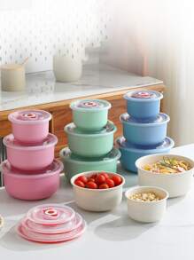 S/M/L 单件或三件冰箱食品储存容器套装，尺寸对比如图所示 - 杏色 - 查看 4