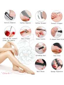25pcs Manicure & Pedicure Nail Care Set With Foot Rasp & Callus Remover Tools - Black - View 5