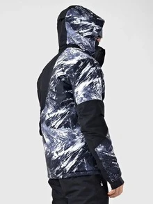 男士户外防风防水登山夹克秋冬季情侣外套滑雪服 - 黑色 - 查看 2