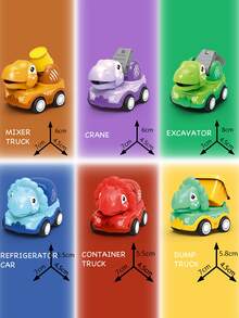 Coche Juguete De Dinosaurio Para Niño De 1 Año, 6 Piezas Construcción De Vehículos De Retroceso Con Tapete De Juegos Para Niños Pequeños, Juguete Coche De Monstruo De Fricción Para Bebé Cumpleaños Regalo, Coches De Dino Para Niños De 3-5 Años - Rojo - Ver 8