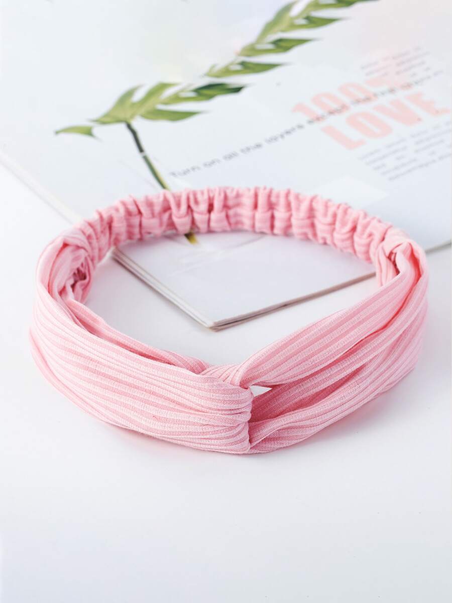 Diadema simple a rayas rosa para uso diario - Rosa - Ver 1