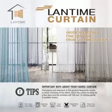 LANTIME  Sheer Curtains, Faux Linen Double Pleats Window Sheer Curtains Panels Drapery for Home, Hotel, Office, Set of 2 - 淺褐色 - 查看 8