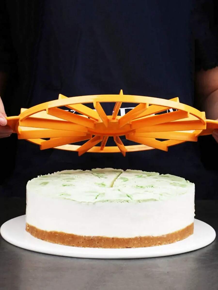 1pc Orange Cake Divider, Plastic Slicer With 10/12 Equal Slices For Diy Baking Tool