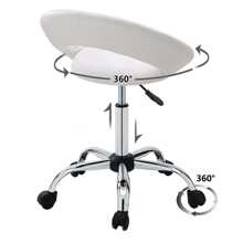 Adjustable Swivel Work Stool Task Chairs,White Massage Salon Home Office Facial Spa Medical Chair Stool Backrest Cushion & Wheels