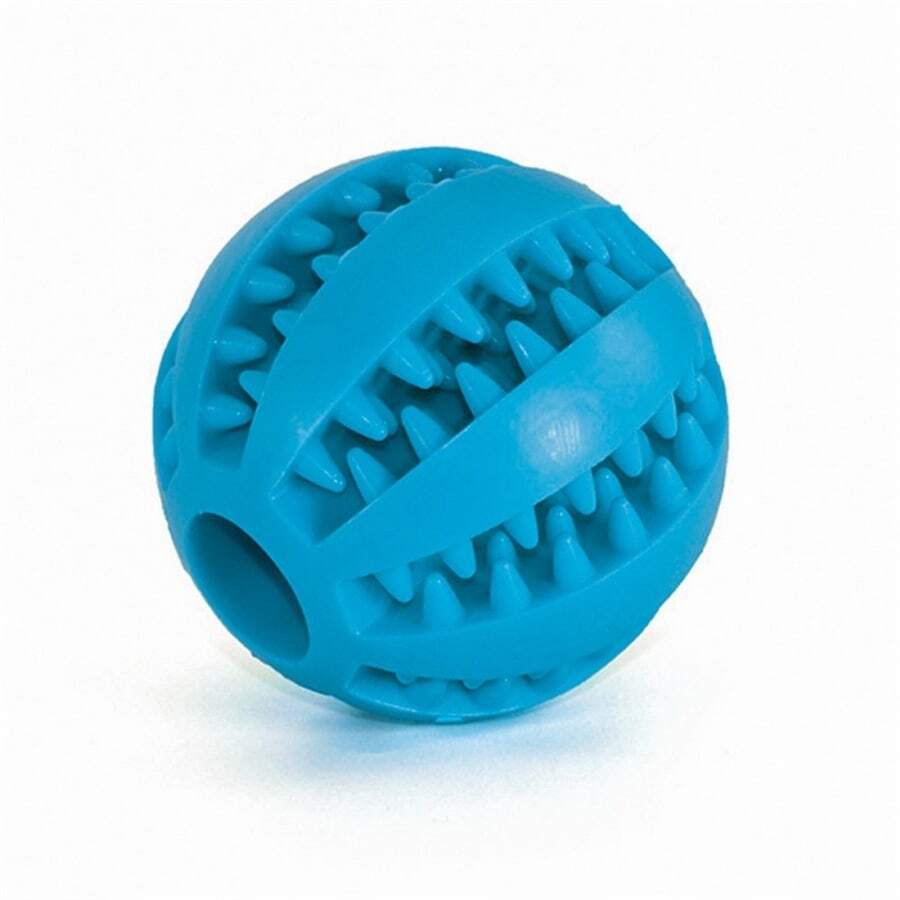 Interactive Rubber Ball Pet Toy For Dogs And Cats Of All Sizes, Teeth Cleaning Hard Chew Toy - Blue - View 1