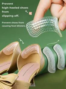 2入組矽膠腳跟貼,男女適用的抗滑腳底墊,防滑墊,腳跟護理保護套 - 無色 - 查看 7