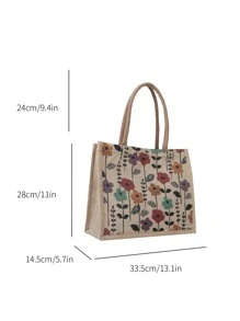 Bolso de hombro tipo tote de gran capacidad con estampado floral para mujer - Albaricoque - Ver 5