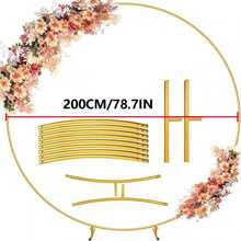 US STOCK 112pc 6.56 Ft Round Golden Metal Balloon Arch Kit Decoration, Large Size Flower Balloon Arch For Wedding Graduation Birthday Party Supplies Decorations - Gold - View 4