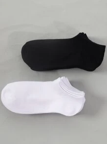 10/20雙多色女款短襪，夏季薄款休閒時尚低筒船襪 - 黑與白 - 查看 7