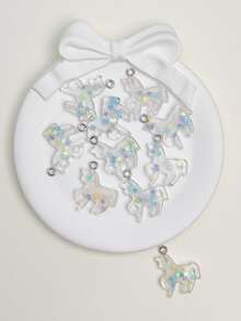 10 cái Đáng yêu Đầy màu sắc Hình con ngựa Mặt dây chuyền trang sức Đối với DIY Làm - trắng - Xem 2