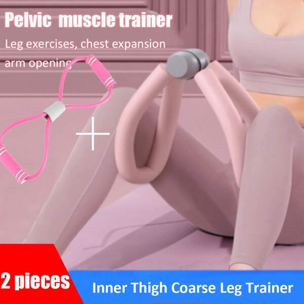 2 Pcs Figure 8 Shaped Resistance Band,thigh Master Bands For Women Men Arms Chest Expander Yoga Gym Fitness Pulling Rope 8 Word Elastic For Exercise Muscle Training Tubing Workout Pilates Equipment Home Hip Thrust Pelvic Floor Trainer