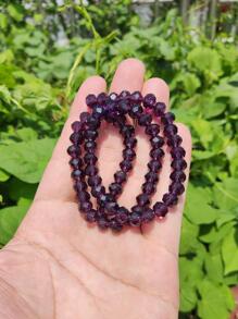 1串紫色玻璃珠，尺寸可选：3毫米/4毫米/6毫米/8毫米/10毫米/12毫米，适合制作耳环、手链、脚链、项链和其他首饰，也可用于圣诞树装饰、节日装饰、婚礼装饰和窗户装饰。 - 紫羅蘭色 - 查看 5