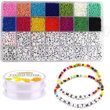 5000pcs 3mm Small Glass Seed Beads And Letter Beads Set For Women's And Girls' Jewelry Making, With 0.8mm Bracelet String Included
