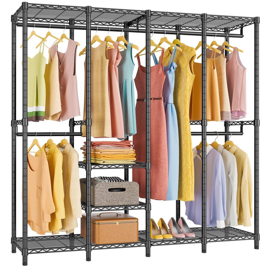 VIPEK V40 Medium Size Garment Rack Heavy Duty Clothes Rack For Hanging Clothes, Multi-Functional Bedroom Clothing Rack Freestanding Closet Portable Closet Wardrobe, Max Load 900lbs,  Black - 黑色 - 查看 1