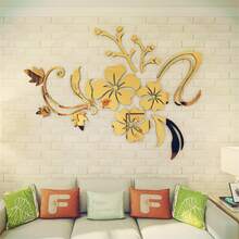 1pc Nhãn dán tường thiết kế hoa - Vàng - Xem 8