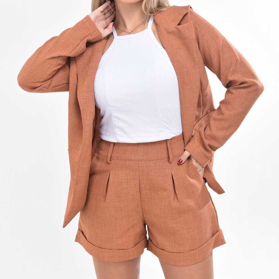 Women Two-piece Outfits - 駝色 - 查看 1