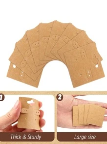 50/100pcs Jewelry Packaging Card For Ear Studs & Earrings Display - Brown - View 4