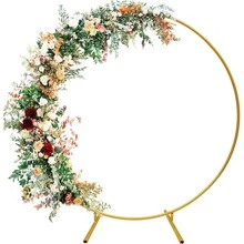US STOCK 112pc 6.56 Ft Round Golden Metal Balloon Arch Kit Decoration, Large Size Flower Balloon Arch For Wedding Graduation Birthday Party Supplies Decorations - Gold - View 2