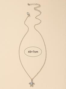 Sea Turtle Charm Necklace - Silver - View 4