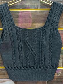 Women Knit Tops - Black - View 2