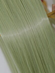 22英寸綠色過膝直髮假髮帶瀏海萬聖節派對造型,適用於日常穿著的耐熱縷維合成纖維女士假髮 - 綠色 - 查看 6