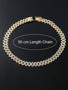 1 pieza Collar de cadena con diamante de imitación incrustado con cadena dragón garra corchete de hombres personalizado uso diario - Amarillo Oro - Ver 4