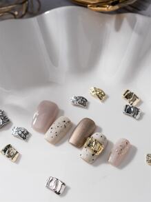 40pcs/Set Alloy Metallic Nail Art Decoration With Ruffle Element, Gold & Silver Color DIY Nail Charms Nail Gems Nail Supplies - Multicolor - View 2