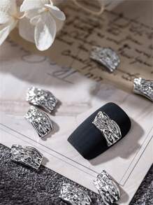 40pcs/Set Alloy Metallic Nail Art Decoration With Ruffle Element, Gold & Silver Color DIY Nail Charms Nail Gems Nail Supplies - Multicolor - View 4