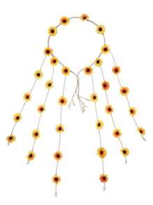 1 Stück Blumen Hippie Stirnband Blumen Krone Bohemian Sonnenblumen Perlen verstellbar Blumen Kopfschmuck Haraccessoires (Gelb) Boho Valentinstag