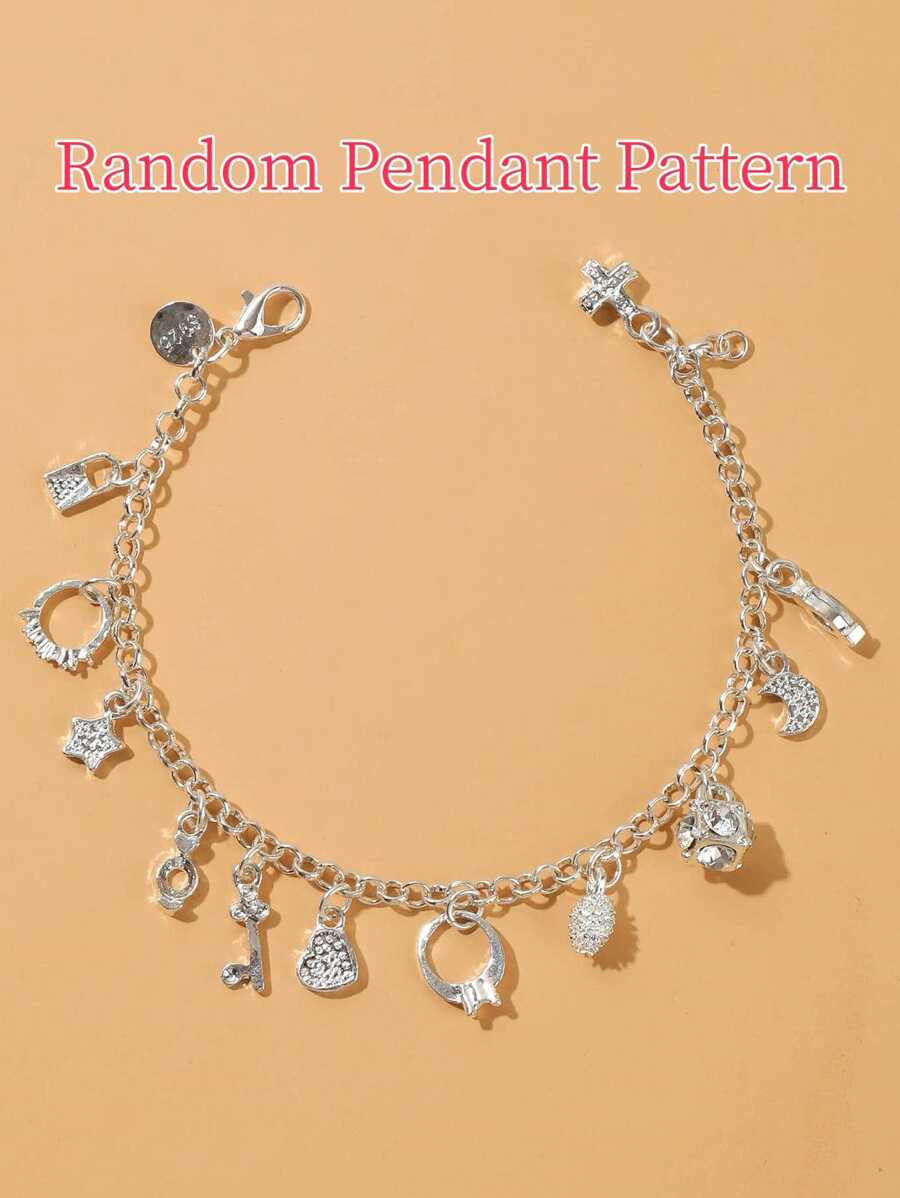 Vòng tay đa năng 1 cái của phụ nữ với mặt dây chuyền ngẫu nhiên - Bạc - Xem 1